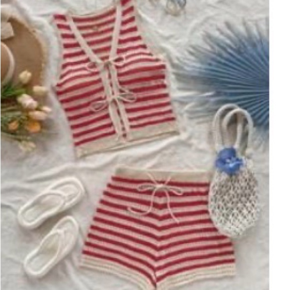 SHEIN Red and White Striped Pajama Set